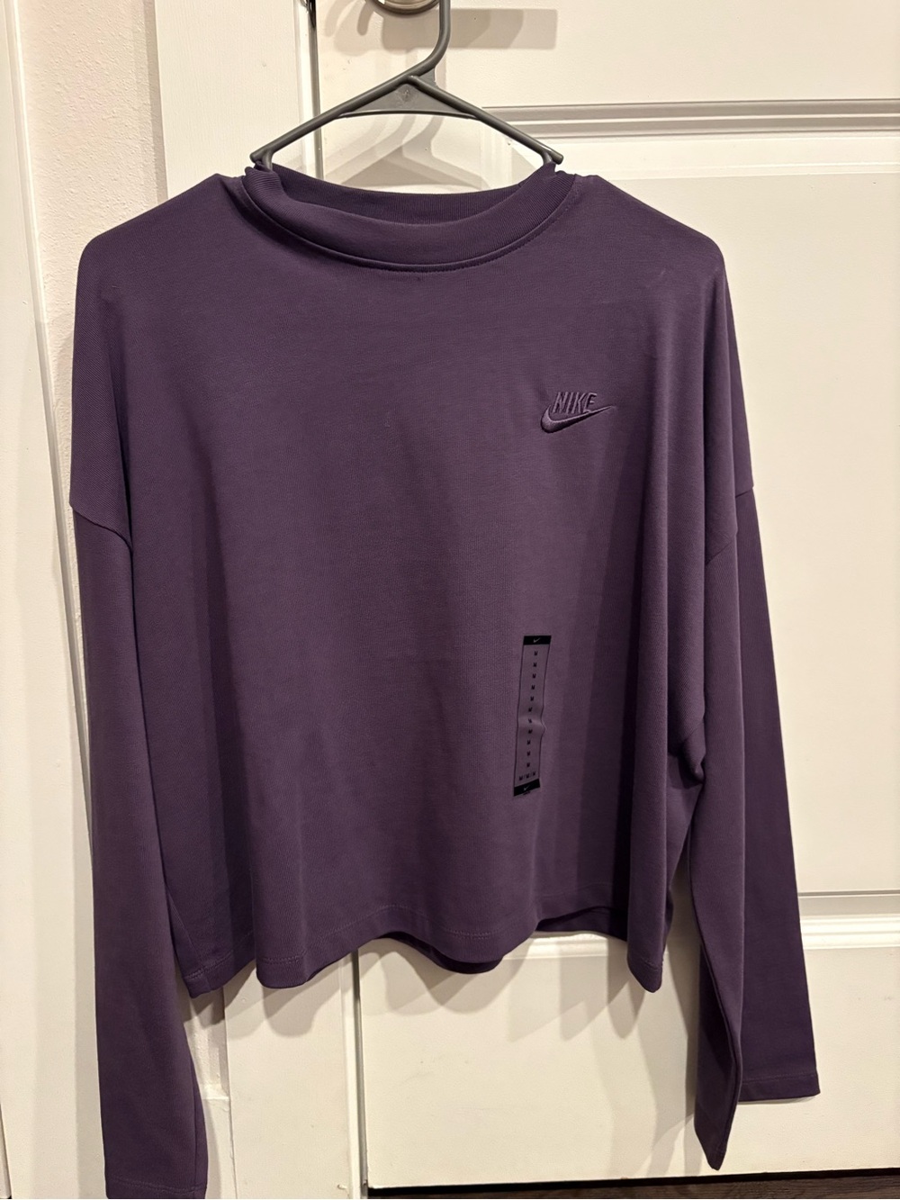 Nike Women's Terry Cropped Crewneck Sweatshirt - Deep Purple